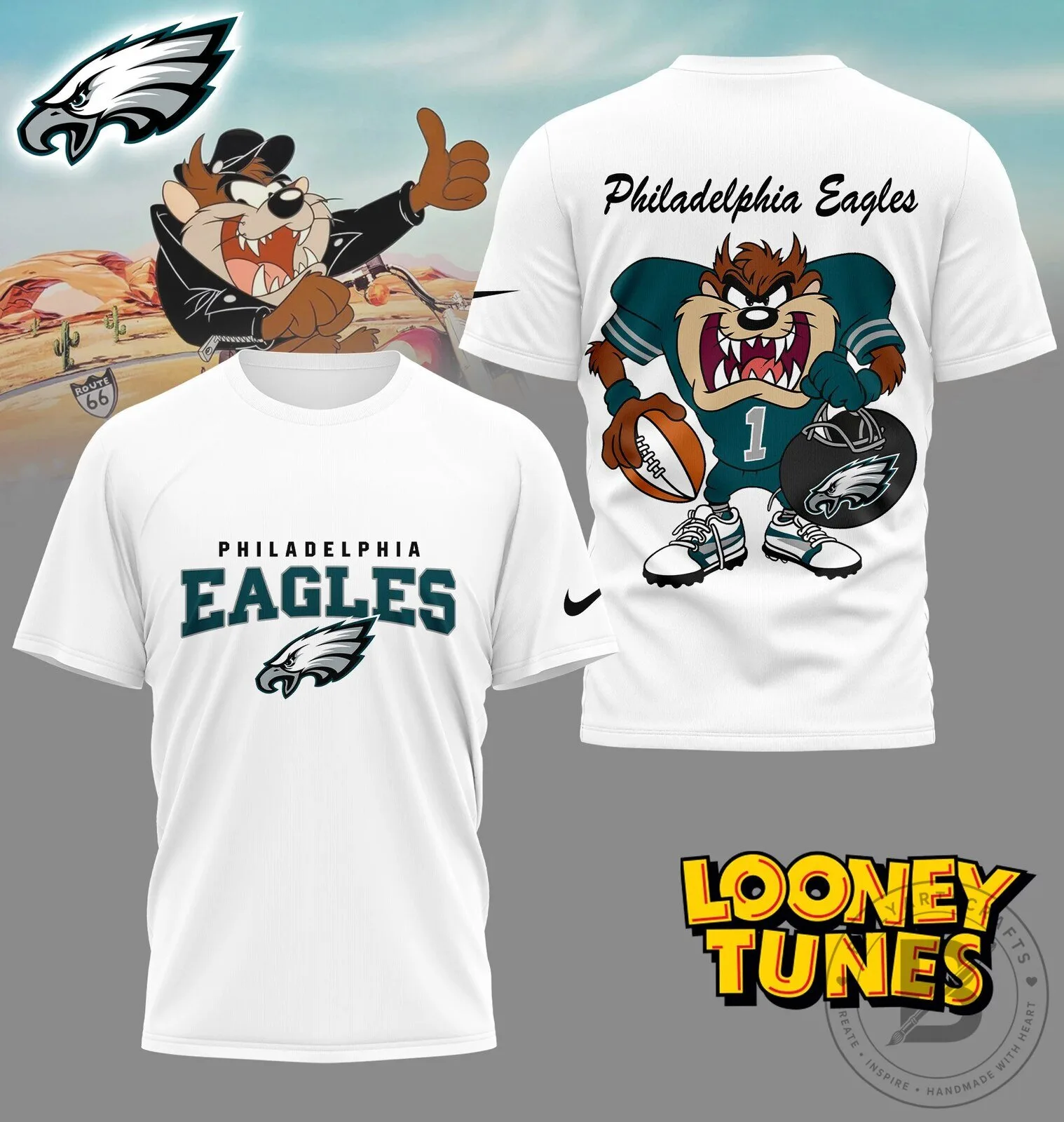 Philadelphia Eagles NFL Fan Shirt Looney Tunes Taz Football T-Shirt