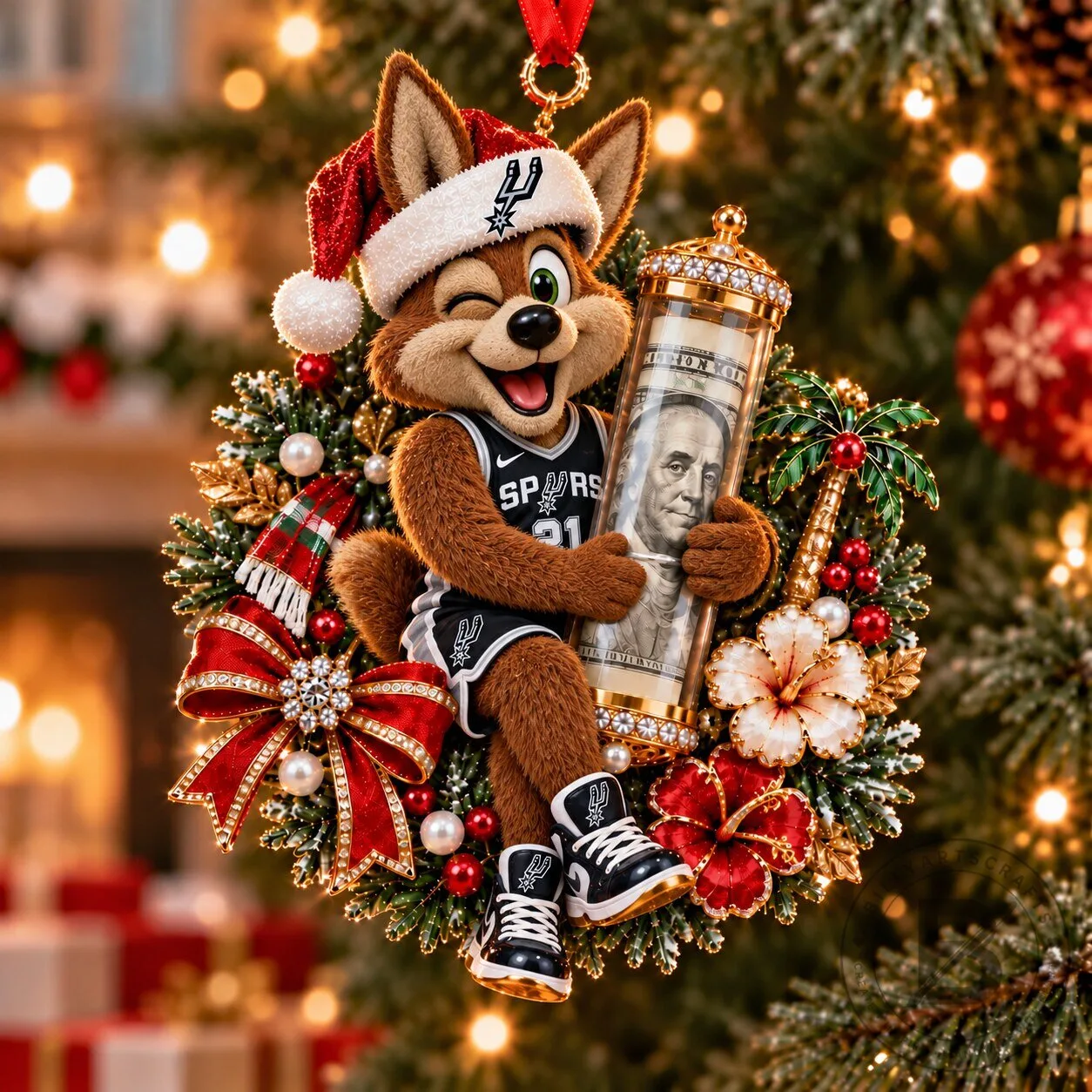San Antonio Spurs Coyote Mascot Christmas Ornament Holiday Decoration