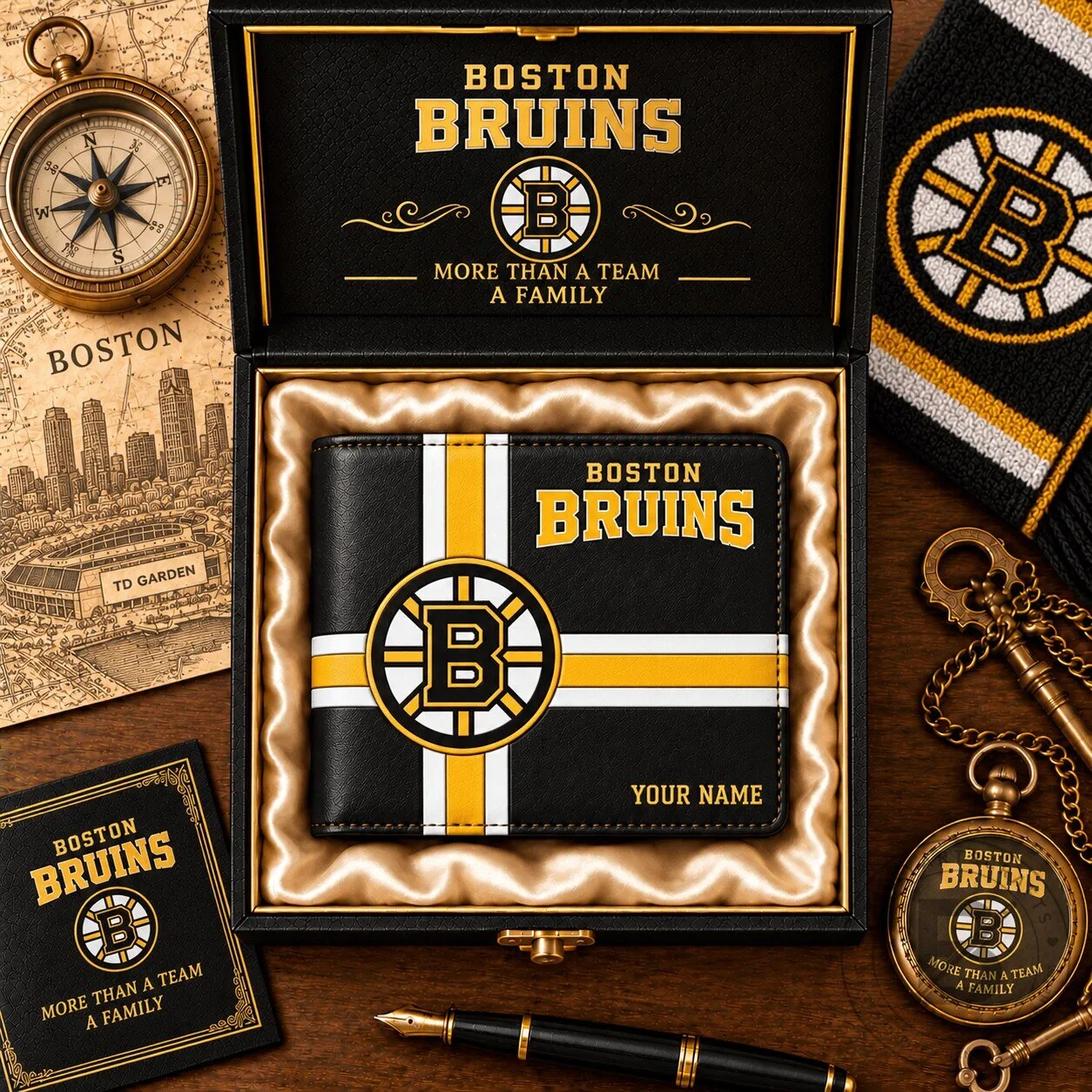 Boston Bruins National Hockey League Custom Name Fan Wallet