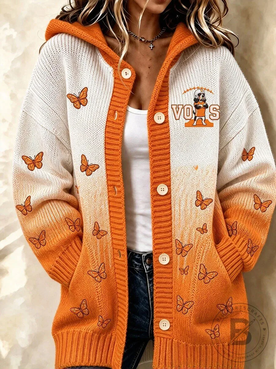 Tennessee Volunteers Football Butterflies Orange White Cardigan