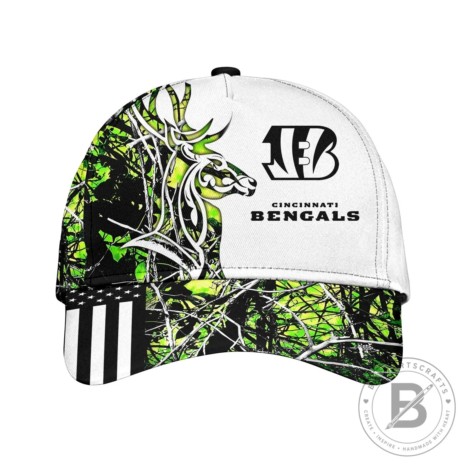 Cincinnati Bengals Deer Hunting Camouflage American Flag Baseball Cap Hat