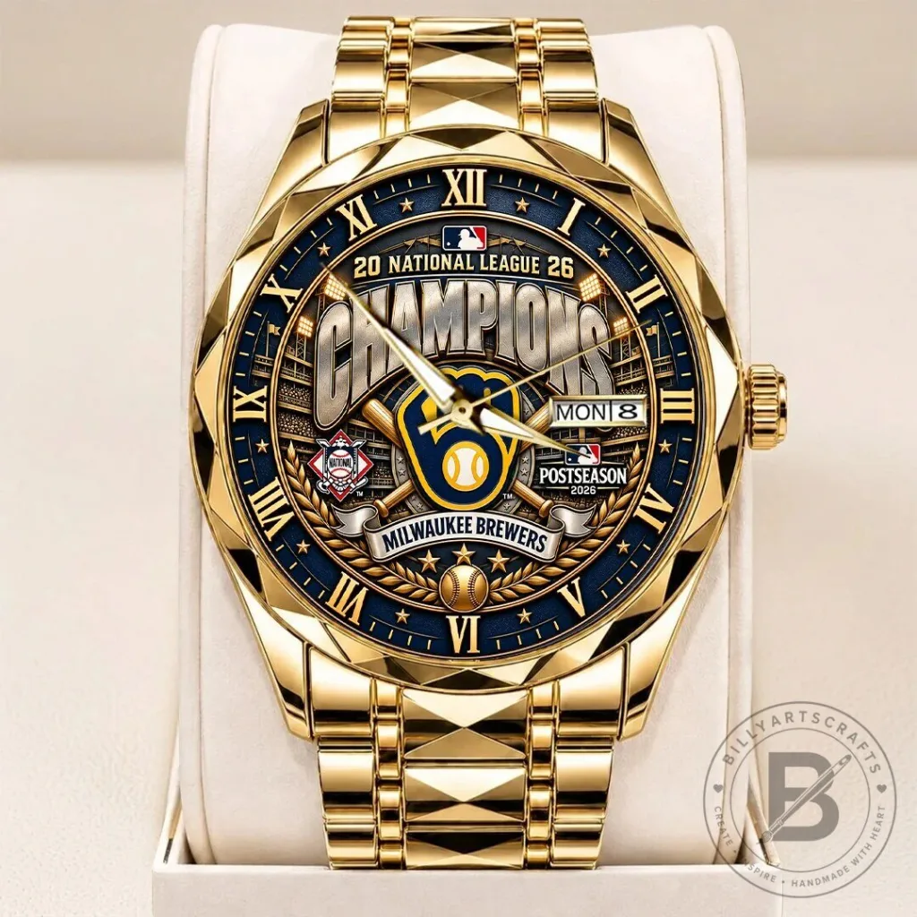 Milwaukee Brewers 2026 National League Champions Gold Quartz Watch 7 Milwaukee Brewers 2026 National League Champions Gold Quartz Watch