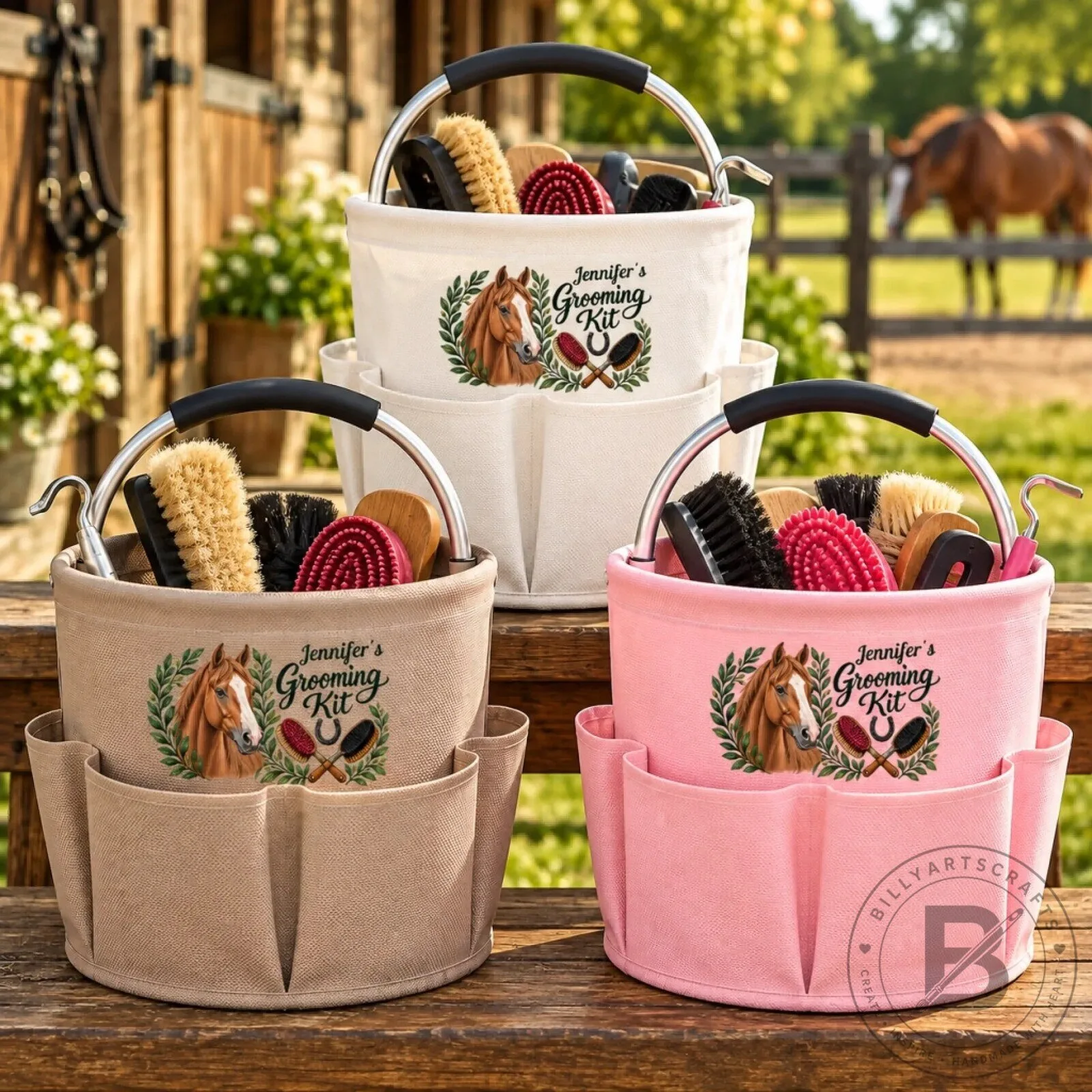 Personalized Horse Grooming Kit Bag with Custom Name for Equestrian Lovers