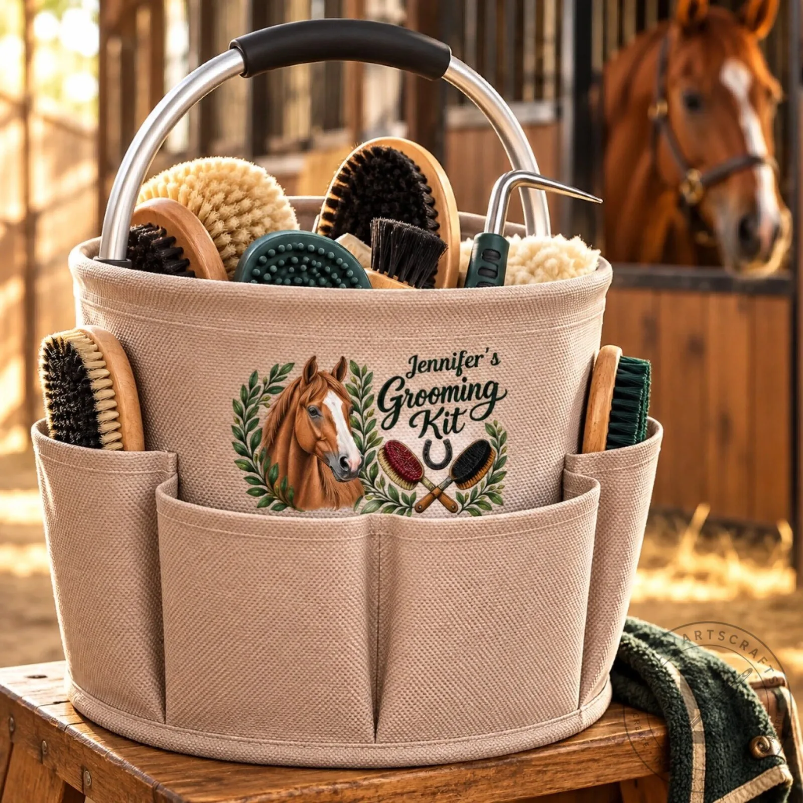 Personalized Horse Grooming Kit Bag with Custom Name for Equestrian Lovers 10 Personalized Horse Grooming Kit Bag with Custom Name for Equestrian Lovers