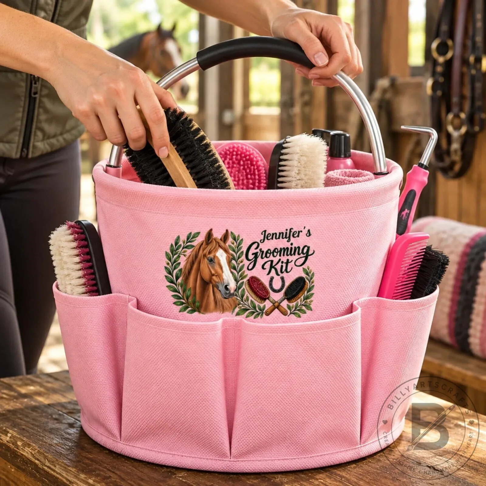 Personalized Horse Grooming Kit Bag with Custom Name for Equestrian Lovers 11 Personalized Horse Grooming Kit Bag with Custom Name for Equestrian Lovers