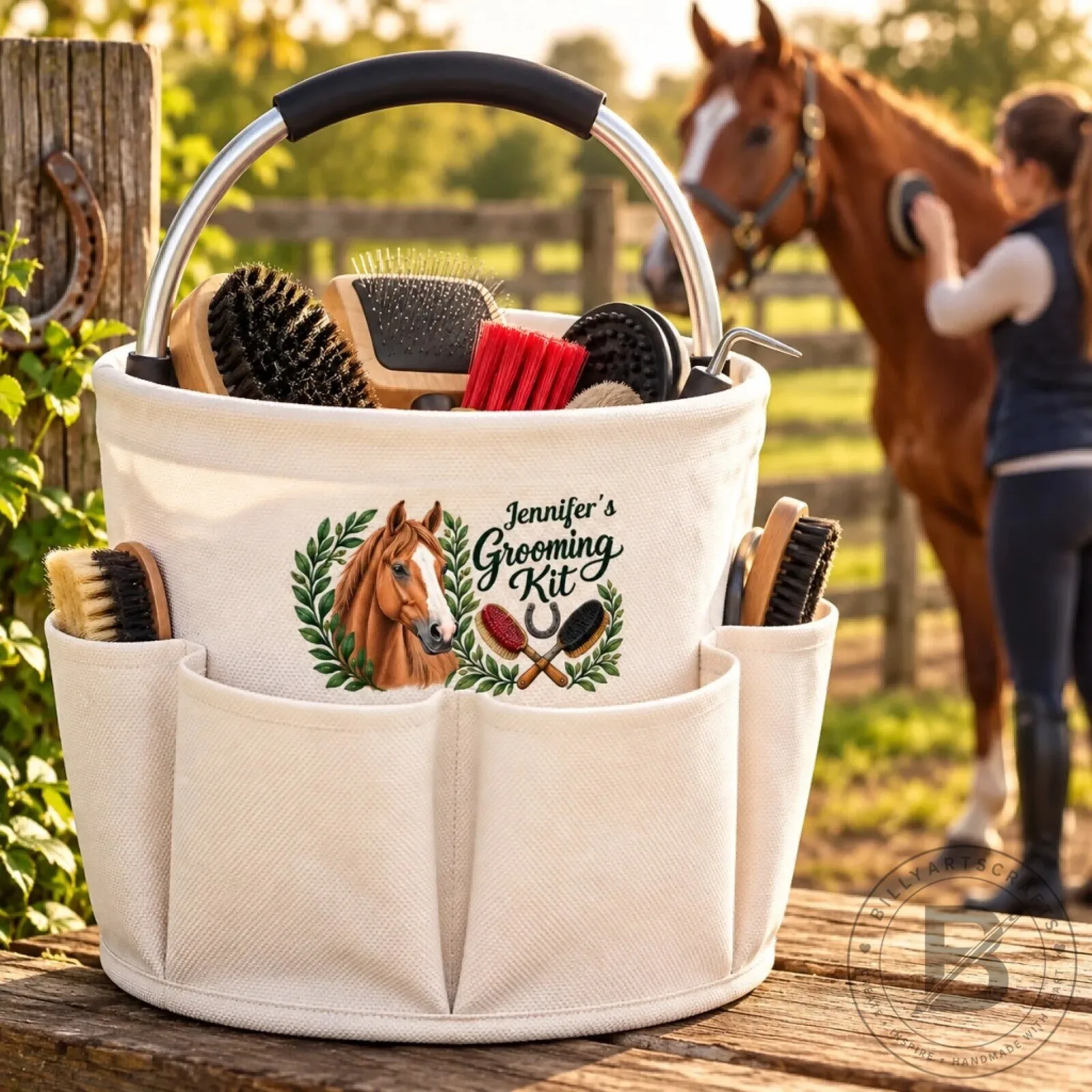 Personalized Horse Grooming Kit Bag with Custom Name for Equestrian Lovers 12 Personalized Horse Grooming Kit Bag with Custom Name for Equestrian Lovers