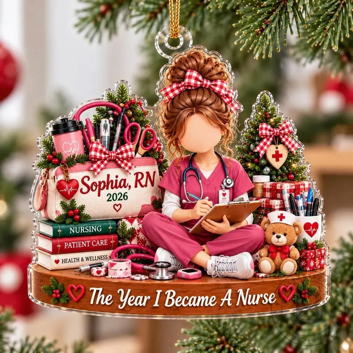 Personalized Nurse Christmas Tree Ornament - The Year I Became A Nurse