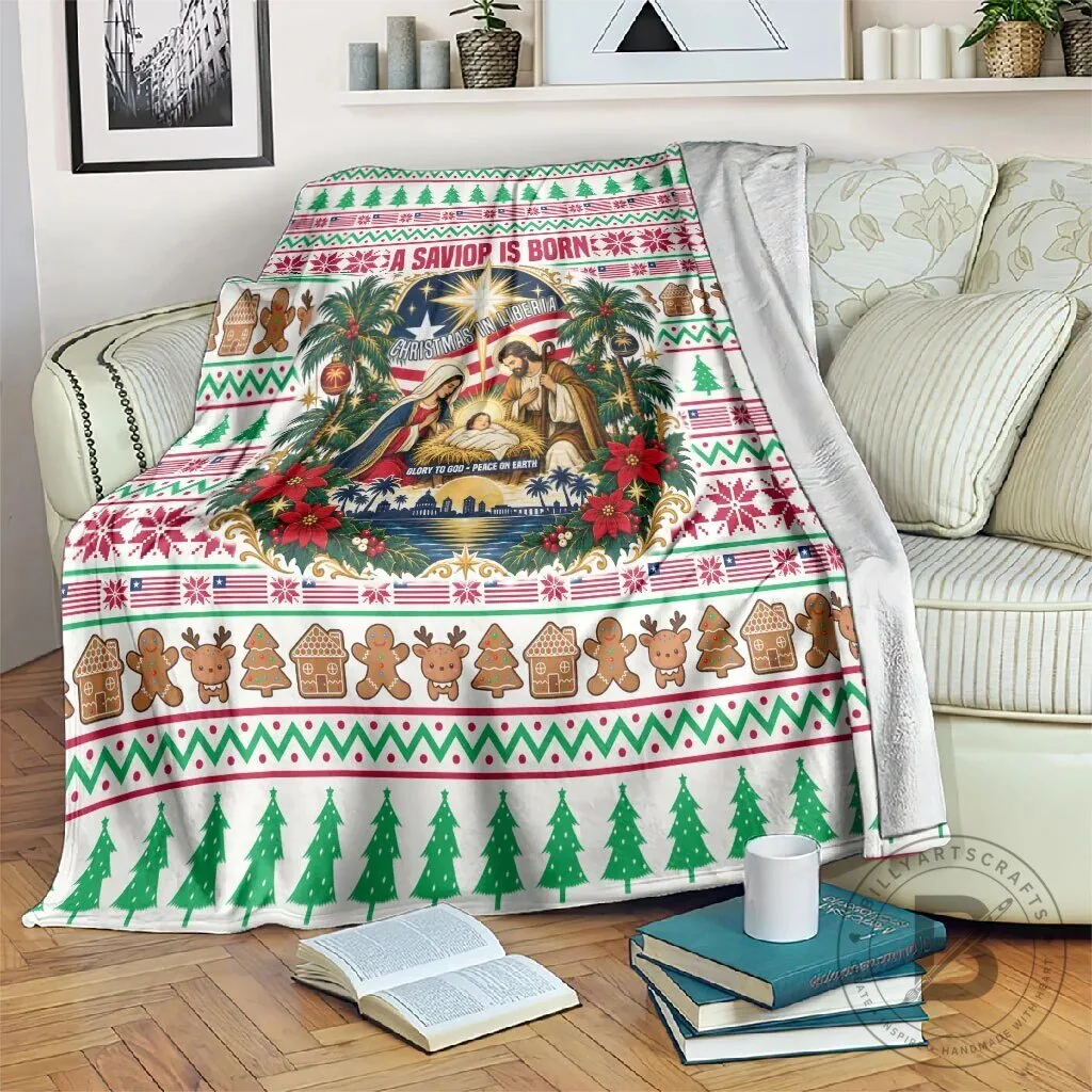 Liberia Christmas Nativity Scene Holiday Blanket